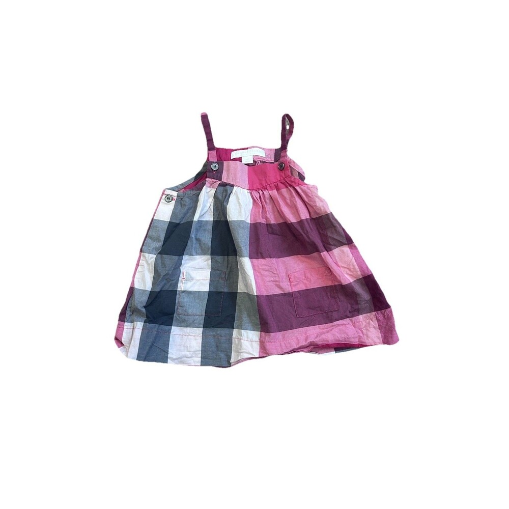 Burberry Infant Kids Pink Girls Check Print Sleeveless Tunic Dress Size 6M Baby